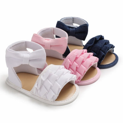Summer Baby Girl Shoes Cute Crib Breathable Anti-Slip Bowknot Sandals Toddler Soft Soled Shoes, Size:11cm(Pink)-garmade.com