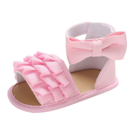 Summer Baby Girl Shoes Cute Crib Breathable Anti-Slip Bowknot Sandals Toddler Soft Soled Shoes, Size:11cm(Pink)-garmade.com