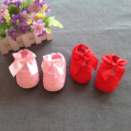 Baby Shoes Newborn Baby Girls Princess Baby Girls Shoes Bowknot Crib Non-slip Footwear Shoe, Size:13(Red)-garmade.com