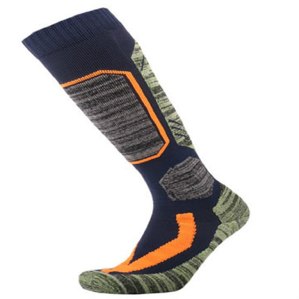 Ski Socks Outdoor Sports Thick Long Sweat-absorbent Warm Hiking Socks, Size:35-39(Dark Blue)-garmade.com