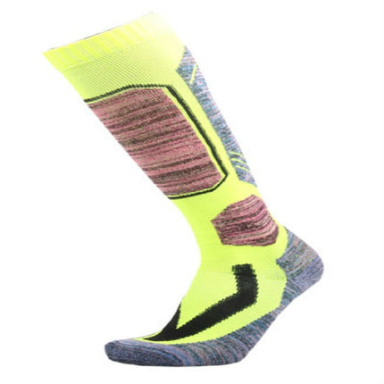 Ski Socks Outdoor Sports Thick Long Sweat-absorbent Warm Hiking Socks, Size:35-39(Fluorescent Green)-garmade.com