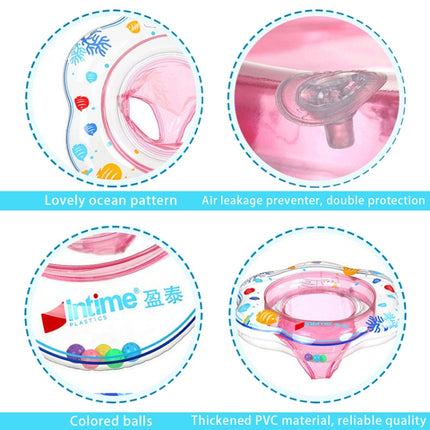 Intime PVC Infant Thick Double Underarm Swimming Ring Sitting Ring(Blue)-garmade.com