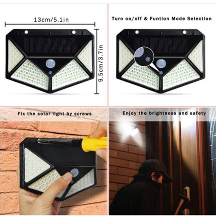 1 PCS 100 LEDs Outdoor Patio Solar Induction Wall Light Adjustable Balcony Garden Lighting Small Street Light-garmade.com