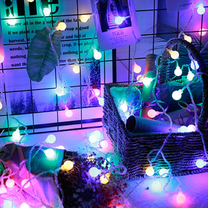 LED Waterproof Ball Light String Festival Indoor and Outdoor Decoration, Color:Colorful 30 LEDs -EU Plug-garmade.com