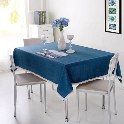 Decorative Tablecloth Imitation Linen Lace Table Cloth Dining Table Cover, Size:90x90cm(Dark Blue)-garmade.com