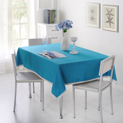 Decorative Tablecloth Imitation Linen Lace Table Cloth Dining Table Cover, Size:90x90cm(Lake Blue)-garmade.com