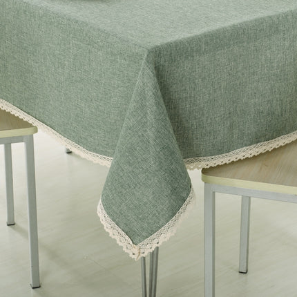 Decorative Tablecloth Imitation Linen Lace Table Cloth Dining Table Cover, Size:90x90cm(Lake Blue)-garmade.com