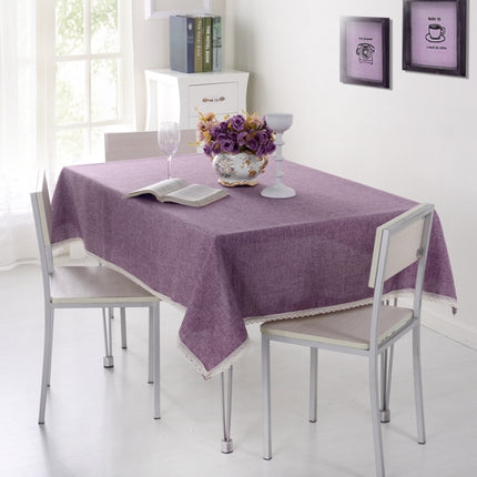 Decorative Tablecloth Imitation Linen Lace Table Cloth Dining Table Cover, Size:90x90cm(Purple)-garmade.com