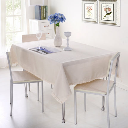 Decorative Tablecloth Imitation Linen Lace Table Cloth Dining Table Cover, Size:90x90cm(Beige)-garmade.com