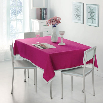 Decorative Tablecloth Imitation Linen Lace Table Cloth Dining Table Cover, Size:90x90cm(Rose Red)-garmade.com