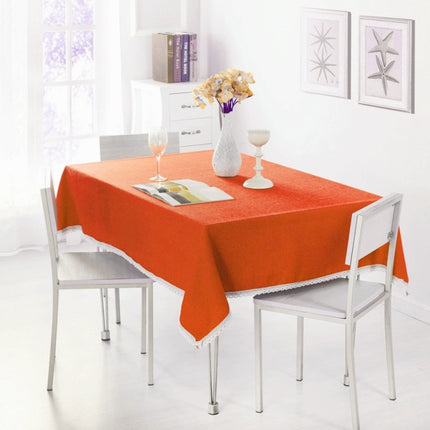 Decorative Tablecloth Imitation Linen Lace Table Cloth Dining Table Cover, Size:90x90cm(Orange)-garmade.com