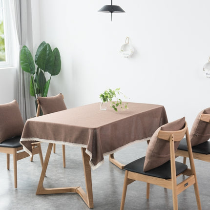 Decorative Tablecloth Imitation Linen Lace Table Cloth Dining Table Cover, Size:90x90cm(Dark Brown)-garmade.com