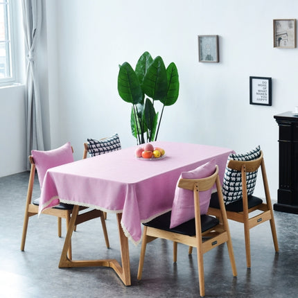 Decorative Tablecloth Imitation Linen Lace Table Cloth Dining Table Cover, Size:90x90cm(Pink)-garmade.com