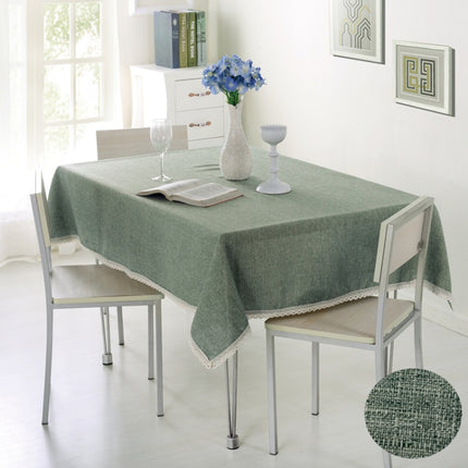 Decorative Tablecloth Imitation Linen Lace Table Cloth Dining Table Cover, Size:110x160cm(Olive Green)-garmade.com