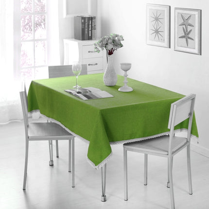 Decorative Tablecloth Imitation Linen Lace Table Cloth Dining Table Cover, Size:130x130cm(Green)-garmade.com
