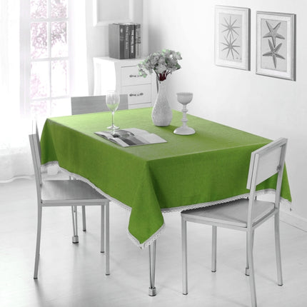 Decorative Tablecloth Imitation Linen Lace Table Cloth Dining Table Cover, Size:130x170cm(Green)-garmade.com