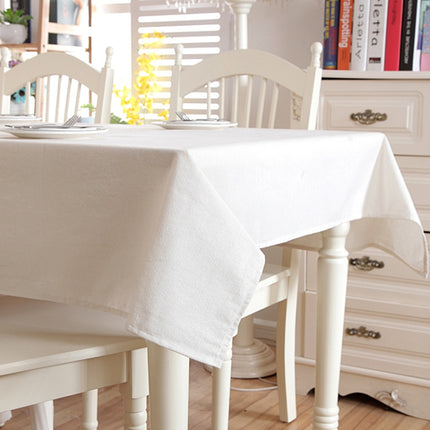 Linen Cotton Thicken Tablecloth Hem Splice Washable Coffee Dinner Table Cloth for Wedding Banquet, Size:90x90cm(White Without Lace)-garmade.com