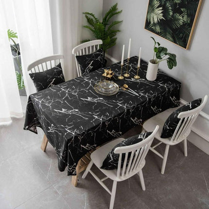 Marble Pattern Minimalist Tablecloth Cover Table Cloth Cotton Linen Dust-proof Cabinet Cloth, Size:90x90cm(Black)-garmade.com