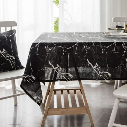 Marble Pattern Minimalist Tablecloth Cover Table Cloth Cotton Linen Dust-proof Cabinet Cloth, Size:90x90cm(Black)-garmade.com