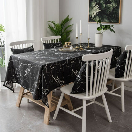 Marble Pattern Minimalist Tablecloth Cover Table Cloth Cotton Linen Dust-proof Cabinet Cloth, Size:140x140cm(Black)-garmade.com