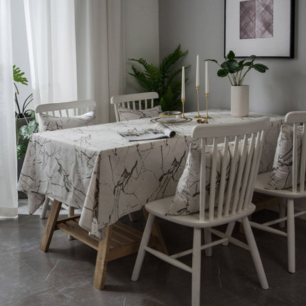 Marble Pattern Minimalist Tablecloth Cover Table Cloth Cotton Linen Dust-proof Cabinet Cloth, Size:140x160cm(White)-garmade.com