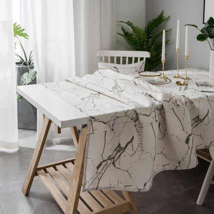 Marble Pattern Minimalist Tablecloth Cover Table Cloth Cotton Linen Dust-proof Cabinet Cloth, Size:140x160cm(White)-garmade.com