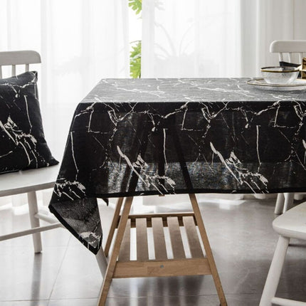 Marble Pattern Minimalist Tablecloth Cover Table Cloth Cotton Linen Dust-proof Cabinet Cloth, Size:140x160cm(Black)-garmade.com