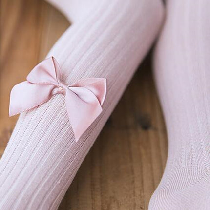 Baby Cotton Leggings Bow Knit Children Pantyhose, Size:6-8 Years Old(White)-garmade.com