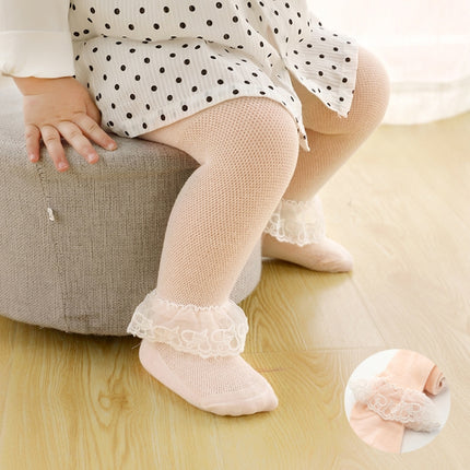 Spring And Autumn Thin Breathable Girl Mesh Pantyhose Lace Baby Tights, Size:21/23(Orange Lace)-garmade.com