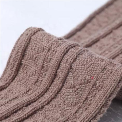 Spring and Autumn Cotton Over-knee Socks Preppy Style Jacquard Stockings(Khaki)-garmade.com