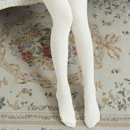 Spring and Autumn Cotton Over-knee Socks Preppy Style Jacquard Stockings(White)-garmade.com