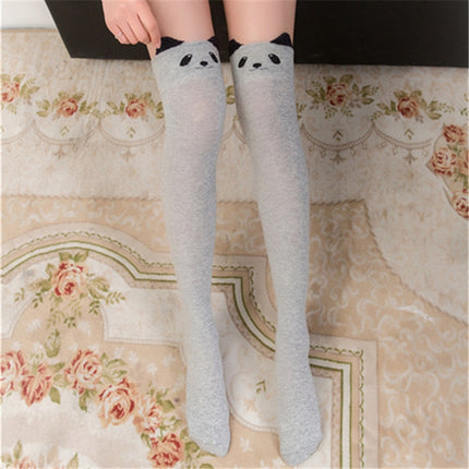 Cute Cartoon Stereo Cat Cotton Knee Socks Stockings Tube Thigh Socks(Light Grey)-garmade.com