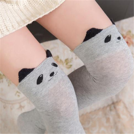 Cute Cartoon Stereo Cat Cotton Knee Socks Stockings Tube Thigh Socks(Light Grey)-garmade.com