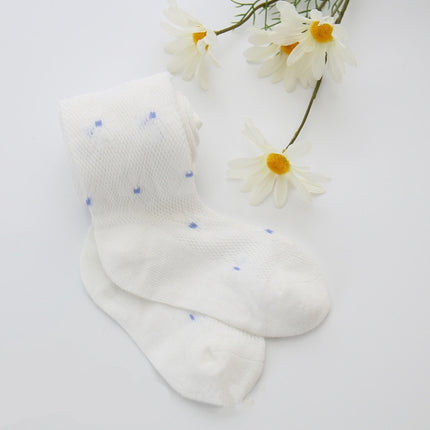 Children Mesh Thin Dance Socks Girls Small Fresh Cotton Pantyhose, Size:15/17(White Blue)-garmade.com