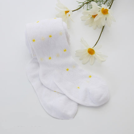 Children Mesh Thin Dance Socks Girls Small Fresh Cotton Pantyhose, Size:15/17(White Yellow)-garmade.com