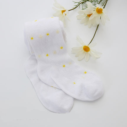 Children Mesh Thin Dance Socks Girls Small Fresh Cotton Pantyhose, Size:18/20(White Yellow)-garmade.com