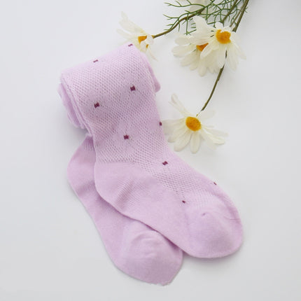 Children Mesh Thin Dance Socks Girls Small Fresh Cotton Pantyhose, Size:24/26(Purple)-garmade.com