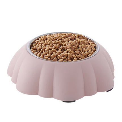 Stainless Steel Plastic Pumpkin Creative Pet Food Bowl(Pink)-garmade.com