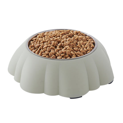 Stainless Steel Plastic Pumpkin Creative Pet Food Bowl(Green)-garmade.com