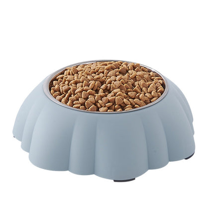 Stainless Steel Plastic Pumpkin Creative Pet Food Bowl(Blue)-garmade.com