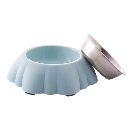 Stainless Steel Plastic Pumpkin Creative Pet Food Bowl(Blue)-garmade.com