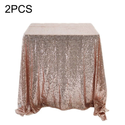 2 PCS Round Table Decoration Cloth Hotel Wedding Banquet Decoration Embroidered Sequin Tablecloth, Size:60cm(Rose gold)-garmade.com