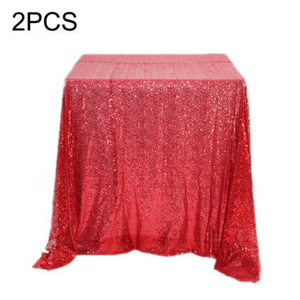 2 PCS Round Table Decoration Cloth Hotel Wedding Banquet Decoration Embroidered Sequin Tablecloth, Size:60cm(Big red)-garmade.com