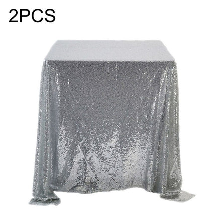 2 PCS Round Table Decoration Cloth Hotel Wedding Banquet Decoration Embroidered Sequin Tablecloth, Size:60cm(Silver)-garmade.com