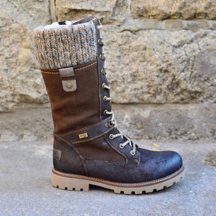 Winter Boots Women Boots Round Toe Platform Warm Females Boots Shoes, Size:36(Brown)-garmade.com