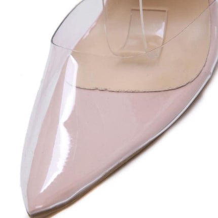 Women Shoes Simple Transparent Lace Up High Heels, Size:35(Beige)-garmade.com