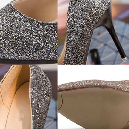 Women Shoes Shallow Glitter Frosted Stiletto, Size:34(Gold)-garmade.com