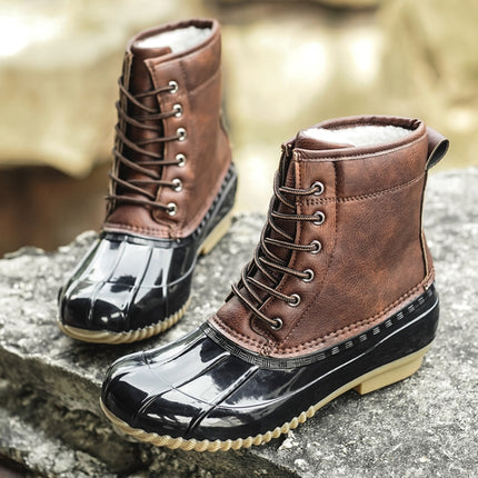 Woman Sonwy boots Shoes Waterproof Boots for all Seasons Brown Color Rubber Bottom Warm boot shoes, Size:37(Brown)-garmade.com