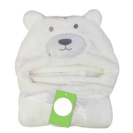 Baby Animal Shape Hooded Cape Bath Towel, Size:100×75cm(White Bear)-garmade.com