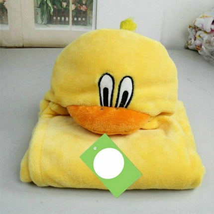 Baby Animal Shape Hooded Cape Bath Towel, Size:100×75cm(Big-Eyed Yellow Duck)-garmade.com